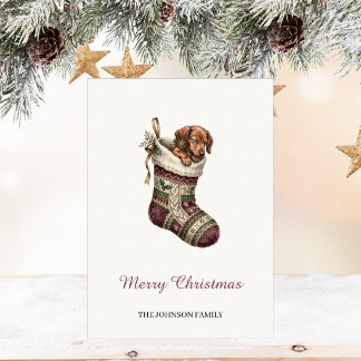 Vintage Dachshund Dog Christmas Holiday Card