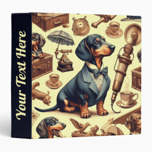Vintage Dachshund Illustration Binder
