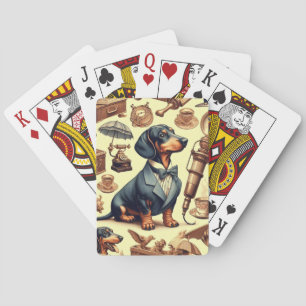 Vintage Dachshund Illustration Playing Cards