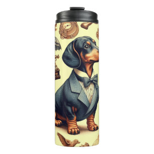 Vintage Dachshund Illustration Thermal Tumbler
