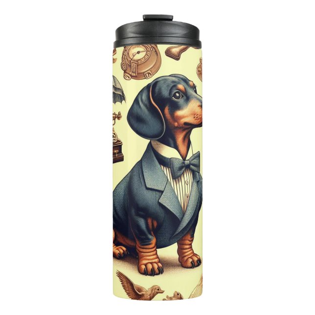 Vintage Dachshund Illustration Thermal Tumbler (Front)