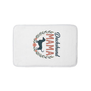 Vintage Dachshund Mama Floral Dog Lover Vector Des Bath Mat