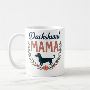 Vintage Dachshund Mama Floral Dog Lover Vector Des Coffee Mug