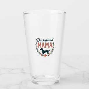 Vintage Dachshund Mama Floral Dog Lover Vector Des Glass