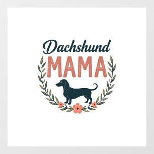 Vintage Dachshund Mama Floral Dog Lover Vector Des Window Cling