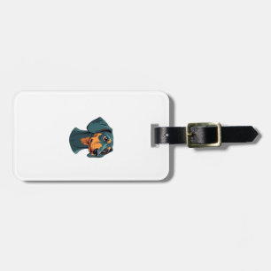 Vintage Dachshund Portrait Art Retro Dog Illustrat Luggage Tag