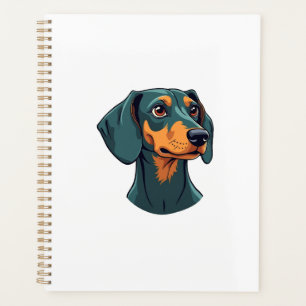 Vintage Dachshund Portrait Art Retro Dog Illustrat Planner