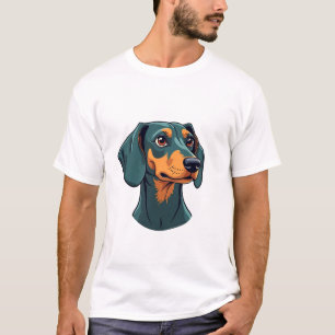 Vintage Dachshund Portrait Art Retro Dog Illustrat T-Shirt