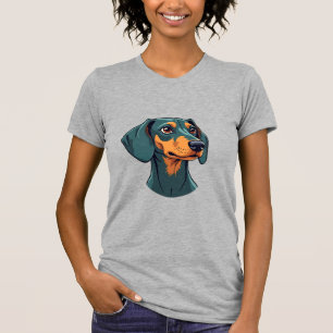 Vintage Dachshund Portrait Art Retro Dog Illustrat T-Shirt