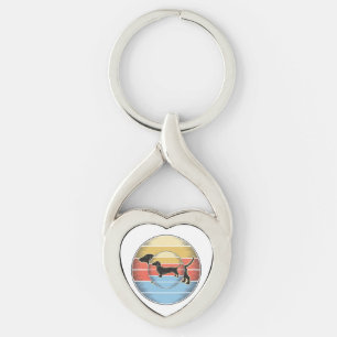Vintage Dachshund Retro Sunset Dog Shirt Design_1 Keychain