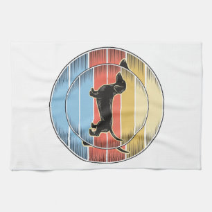 Vintage Dachshund Retro Sunset Dog Shirt Design_1 Kitchen Towel