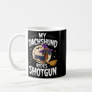 Vintage Dachshund Rides Shotgun Wiener Dog Coffee Mug