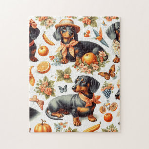 Vintage Dachshund Seamless Jigsaw Puzzle