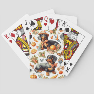 Vintage Dachshund Seamless Playing Cards