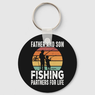 Vintage Dad And Son Fishing Partners For Life Fath Keychain