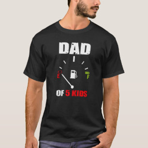 Vintage Dad  Dad Of 5 Kids Battery Low Father's Da T-Shirt