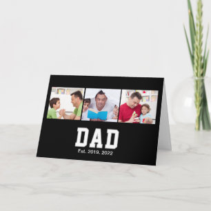 Vintage Dad Established Gift Text 3 Photo  Card
