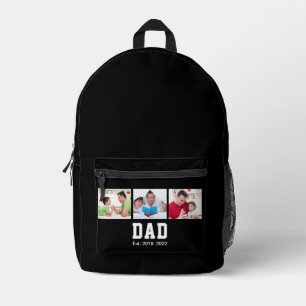 Vintage Dad Established Gift Text 3 Photo Printed Backpack