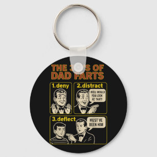 Vintage Dad Fart Funny Fathers Day Farting Humour Keychain