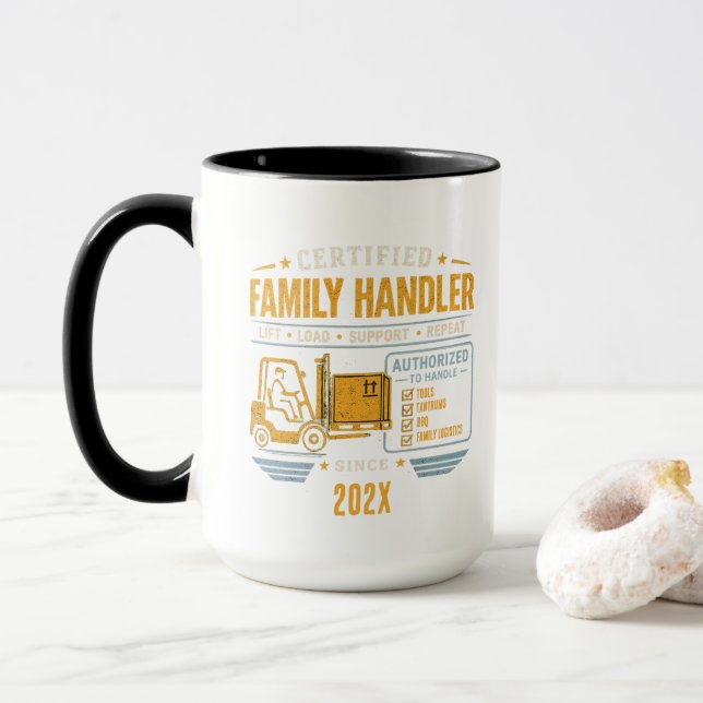 Vintage Dad Heavy Duty Handler Forklift  Mug (With Donut)