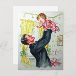 Vintage Dad Playing With Kid Fathers Day Holiday Card