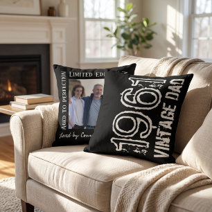Vintage Dad Saying Black Retro Photo Christmas Throw Pillow