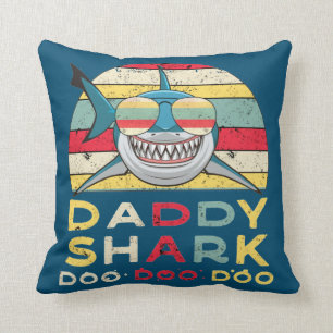 Vintage Daddy Shark "Doo Doo Doo" Throw Pillow
