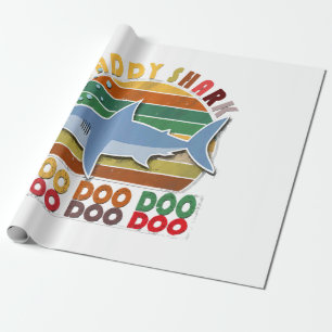 Vintage Daddy Shark Fathers Day Wrapping Paper
