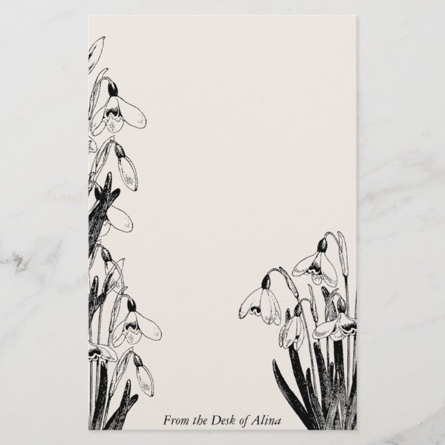 Vintage Daffodil Flowers Personalized Stationery (Front)