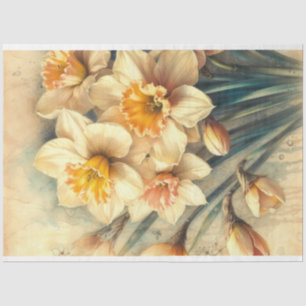 Vintage Daffodil Junk Journal Pages Decoupage Tissue Paper
