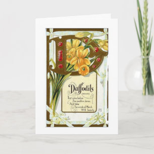 Vintage Daffodils Jar Label Thinking of You Card
