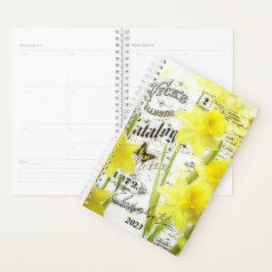 Vintage daffodils personalized, custom year planner