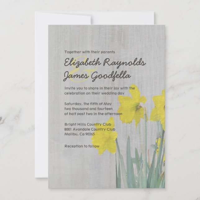 Vintage Daffodils Wedding Invitations (Front)