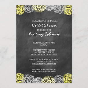Vintage Dahlia Chalkboard Bridal Shower invites