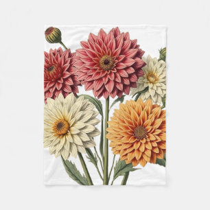 Vintage Dahlia Fleece Blanket