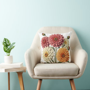 Vintage Dahlia Throw Pillow