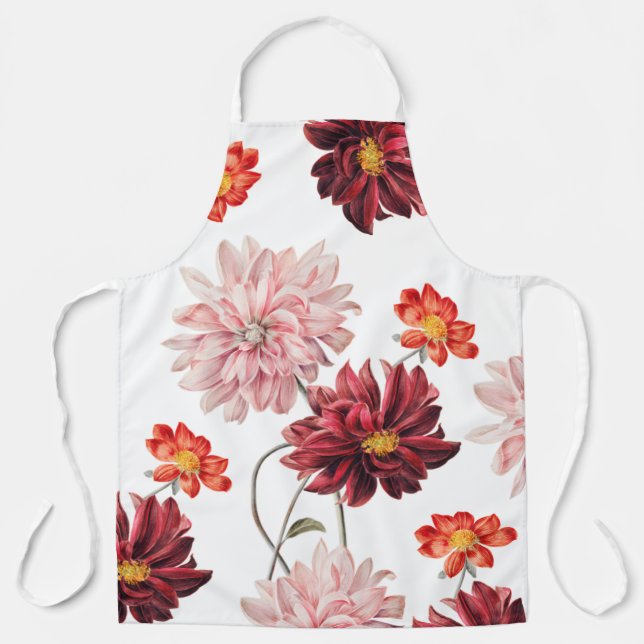 Vintage Dahlias botanical apron (Front)