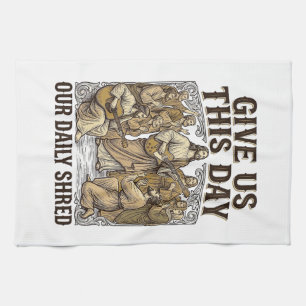 Vintage Daily Shred Religious Guitar Vector Kitchen Towel
