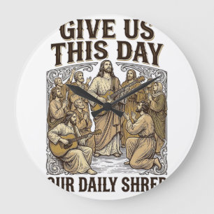 Vintage Daily Shred Religious Guitar Vector Large Clock