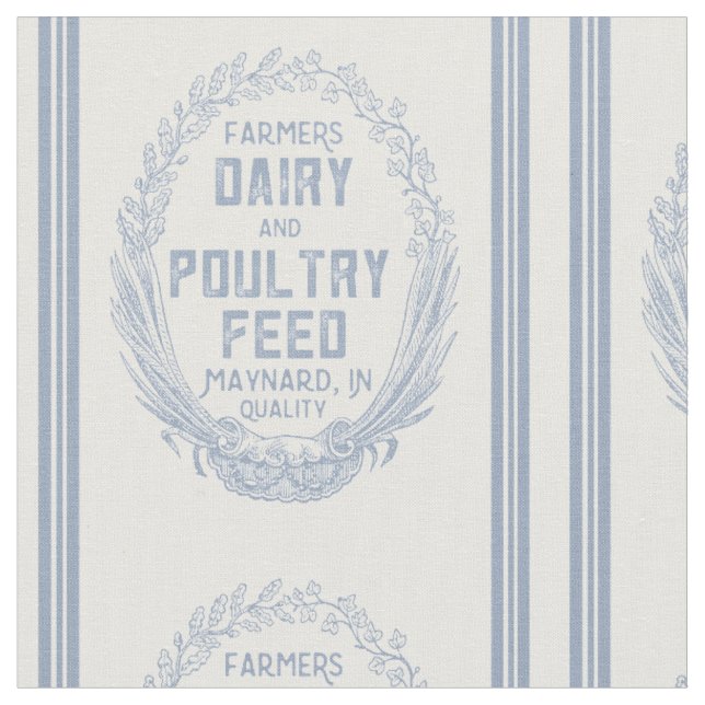 Vintage Dairy Poultry Feed Sack Design Fabric (Close Up)