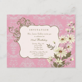 Vintage Daisies 70th-79th Elegant Birthday Party Invitation