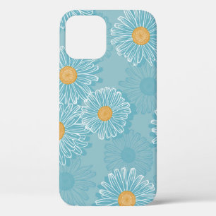 Vintage daisies: floral outline pattern. iPhone 12 case