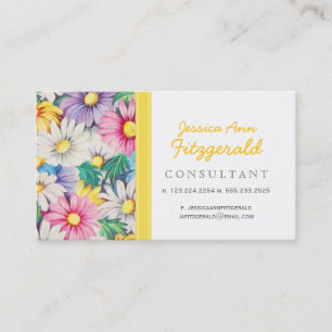 Vintage Daisies Floral Retro Pattern Business Card