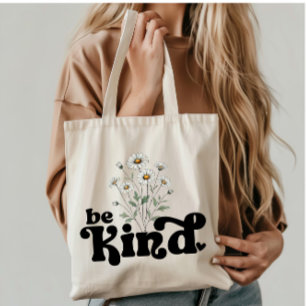 Vintage Daisies with Quote - Be Kind Tote Bag