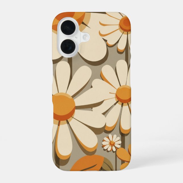 Vintage Daisies with Round Petals iPhone 16 Case (Back)