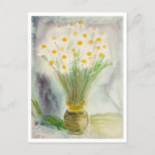 Vintage Daisy Bouquet Watercolor Postcard