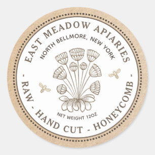 Vintage Daisy et Bee Honeycomb Étiquette sur Kraft
