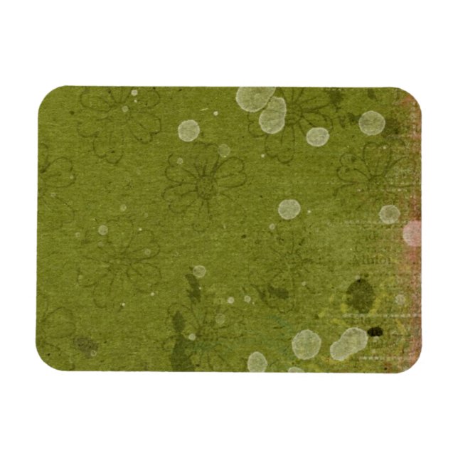 Vintage Daisy Floral Green Wallpaper Magnet (Horizontal)