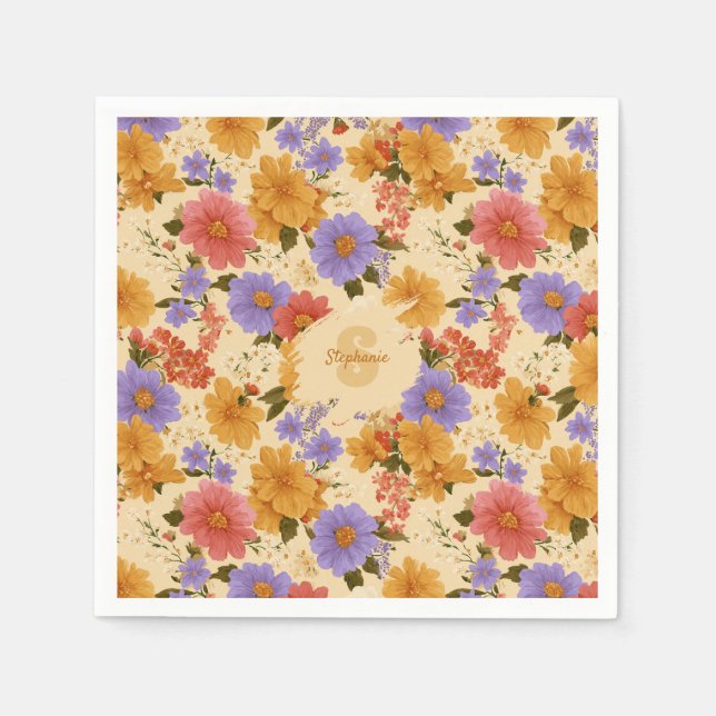 Vintage Daisy Floral Pattern (2) Napkin (Front)