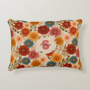 Vintage Daisy Floral Pattern Accent Pillow